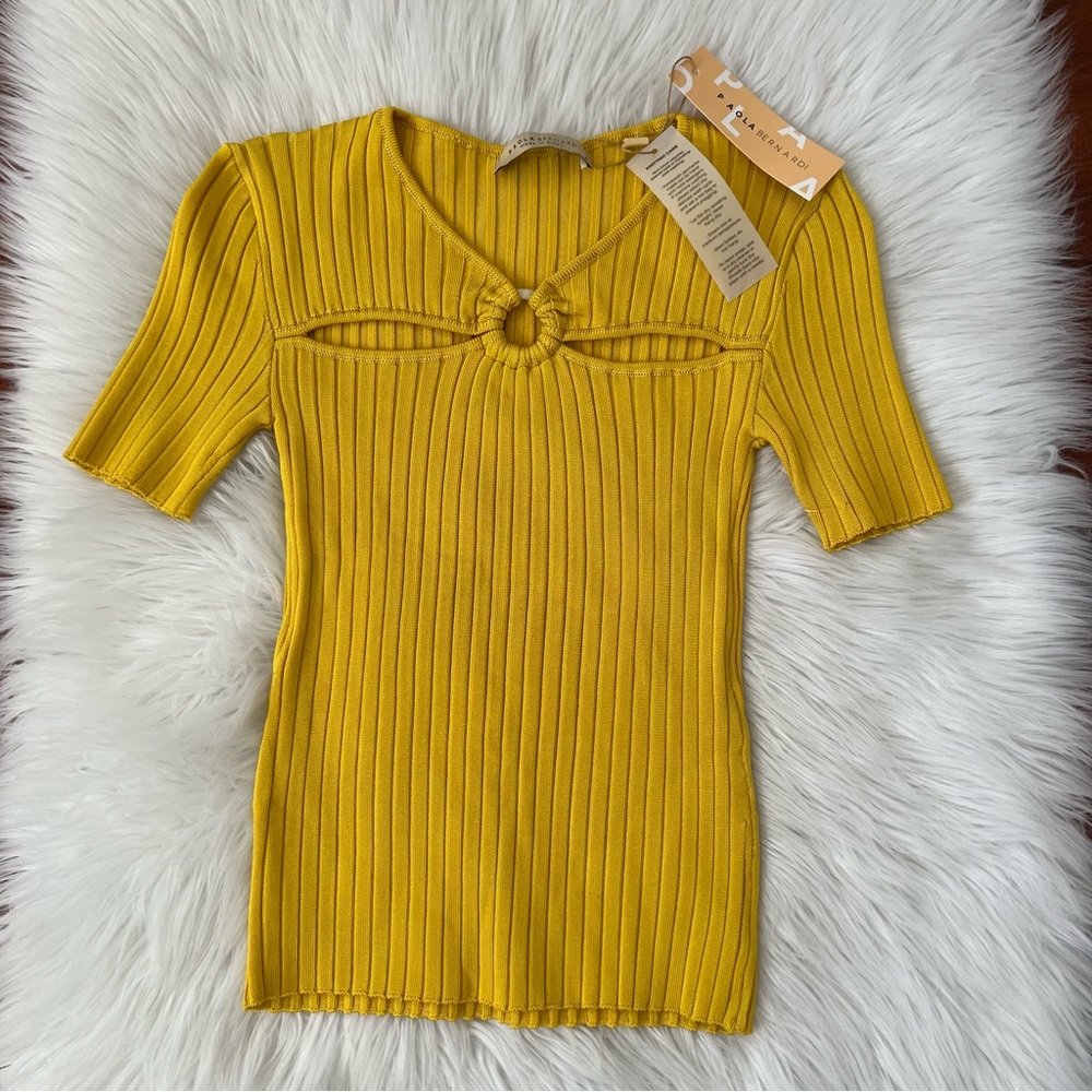 NWT Paola Bernardi Aurora Blouse Color Cor Amarelo PS.